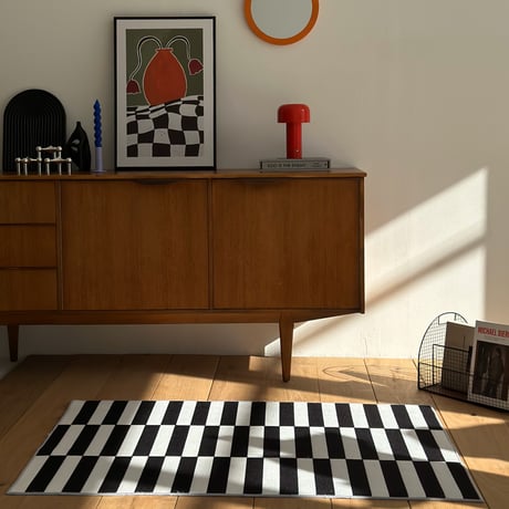 rug-03068　ホワイト＆ブラック ストライプラグ 80×120cm 100×160cm