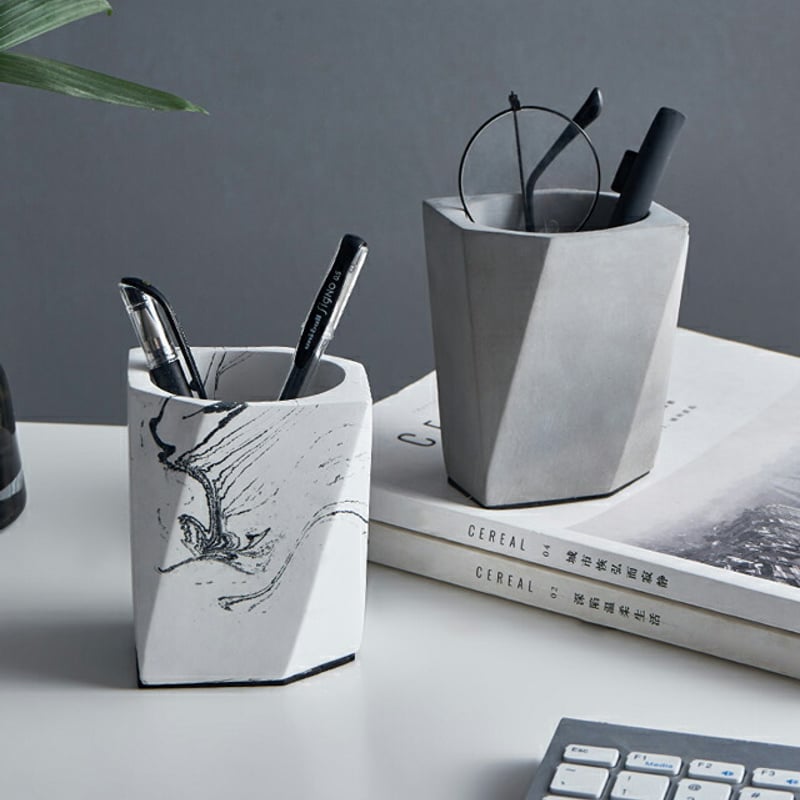 stationery-03014 セメント ペンスタンド カトラリースタンド 大理石柄