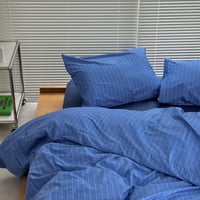 beddingsets-03095　blue ピンストライプ 布団カバーセット