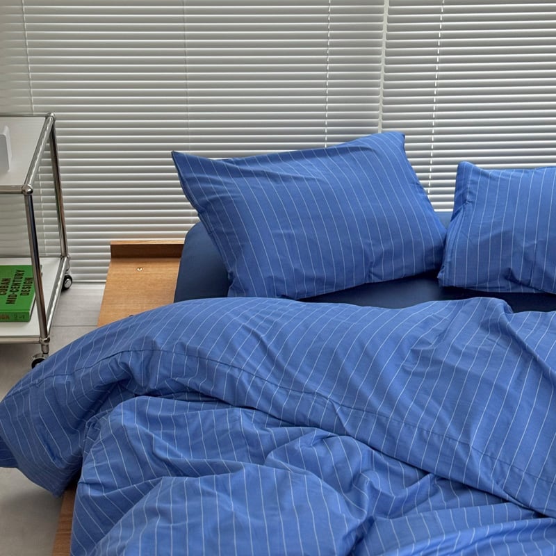 beddingsets-03095 blue ピンストライプ 布団カバーセット | ART O
