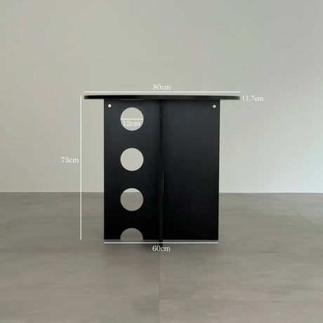 table-03190　ブラック ホールレッグ ラウンドテーブル 80cm