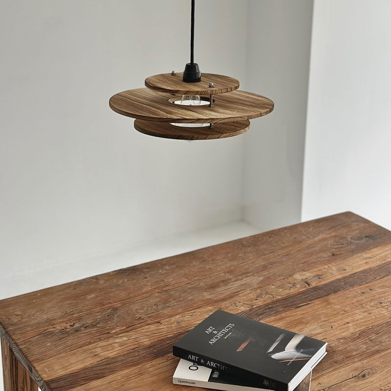 light-03226 brown ウッド フラットレイヤーシェード Medium ペンダント