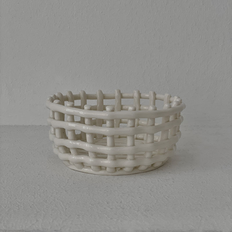 basket-03075 セラミック バスケット ラウンド オフホワイト | ART OF B