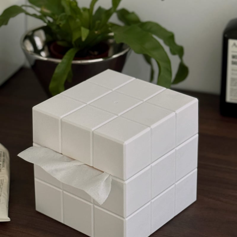 tissuebox-03088 ホワイト タイル調 ティッシュケース | ART OF BLACK