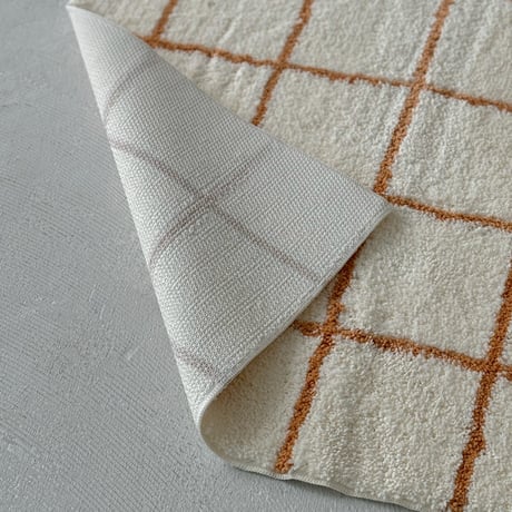 rug-03080　オレンジ グラフチェック ラグ 80×120cm