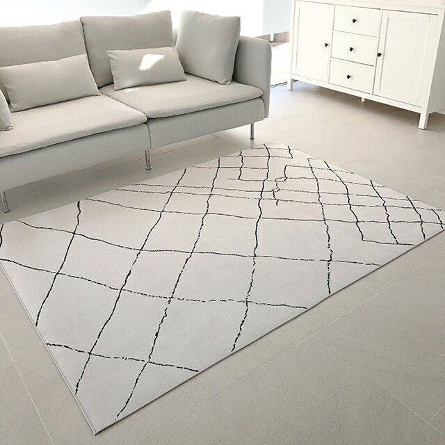 rug-03009 ラグ ベニワレン風 140×200cm ダイヤ柄 | ART OF BLACK