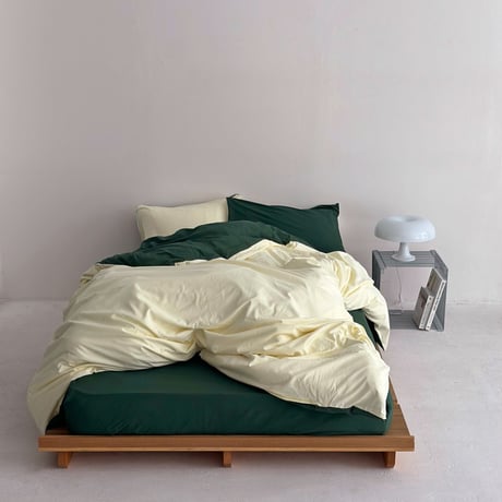 beddingsets-03037　yellow×green リバーシブル 布団カバーセット