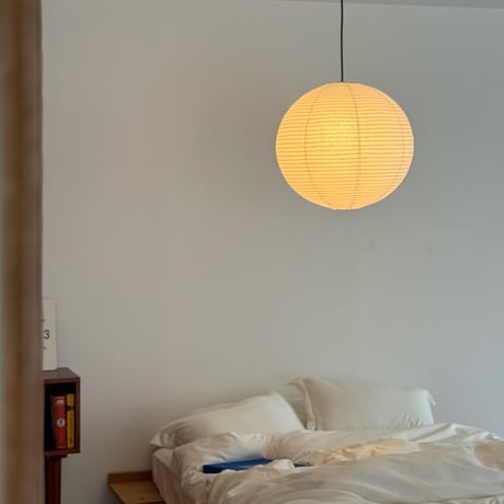 light-03383　ホワイト 細めピッチタイプ Rice Paper Shade Medium 50cm 和紙 ペンダントライト