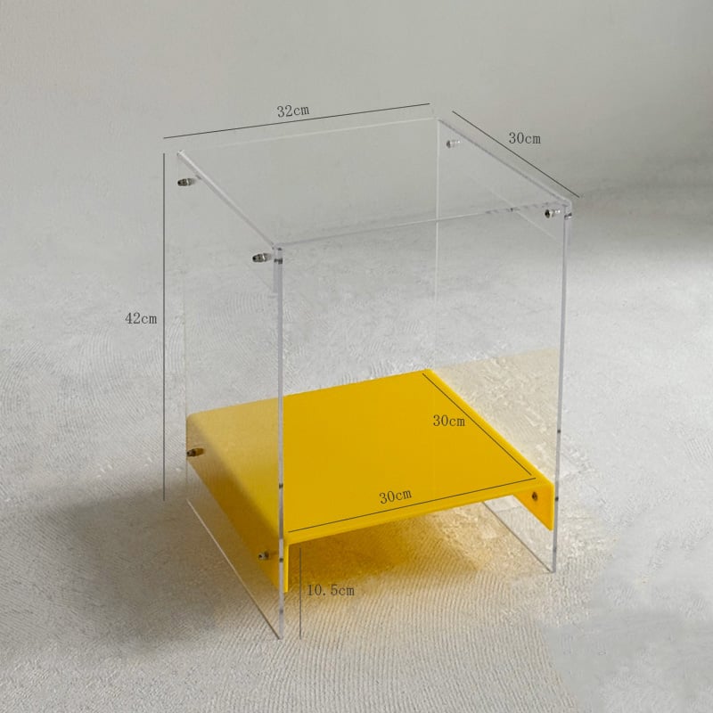 table-03180 アクリル イエロー×クリア 2段 サイドテーブル | ART OF B