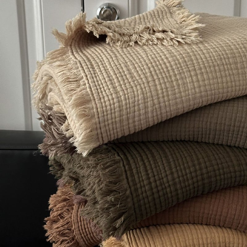 blanket-03049 フリンジ ぽこぽこダブルガーゼケット 200×150 | ART