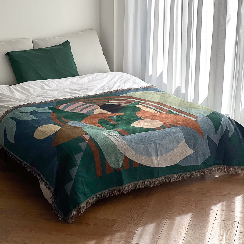 bedthrow-03004 calm forest ベッドスロー 130×180 | ART