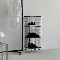 rack-03062　ブラック スタンド付き スチールメッシュ 3段ラック