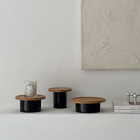 予約販売6月下旬～7月上旬頃発送予定　tray-03095　バンブー 脚付きトレイ  ホワイト ブラック