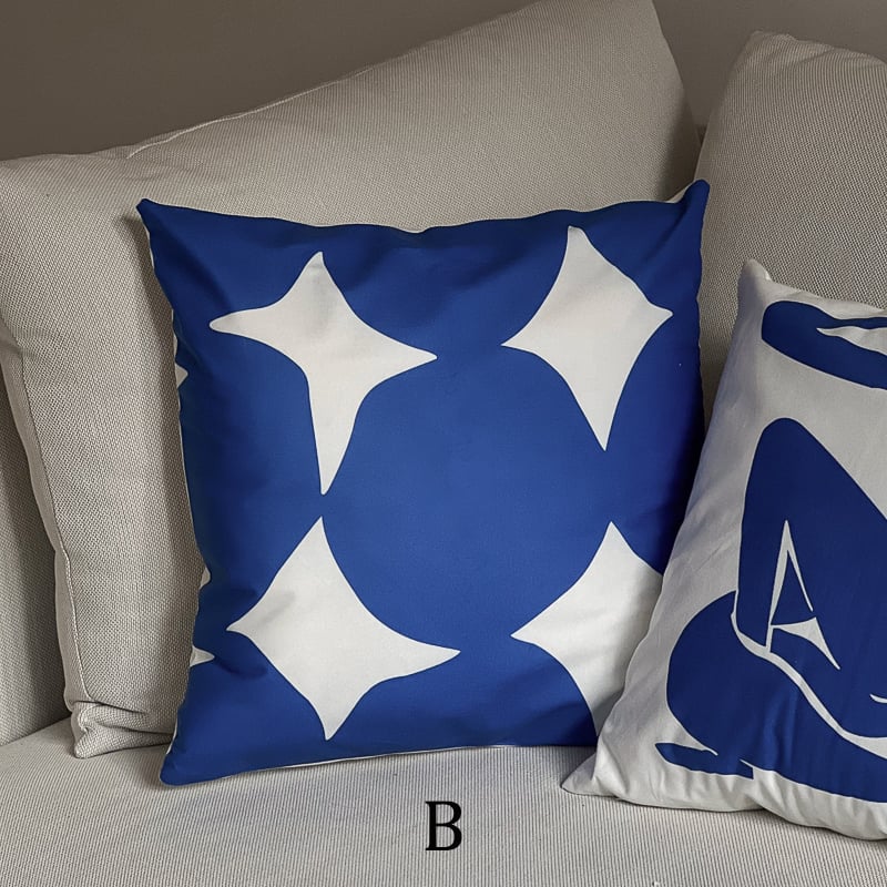 クッションカバー　【ブルー】 クッションカバー 幾何ライン ブルー※カバーのみ | クッション