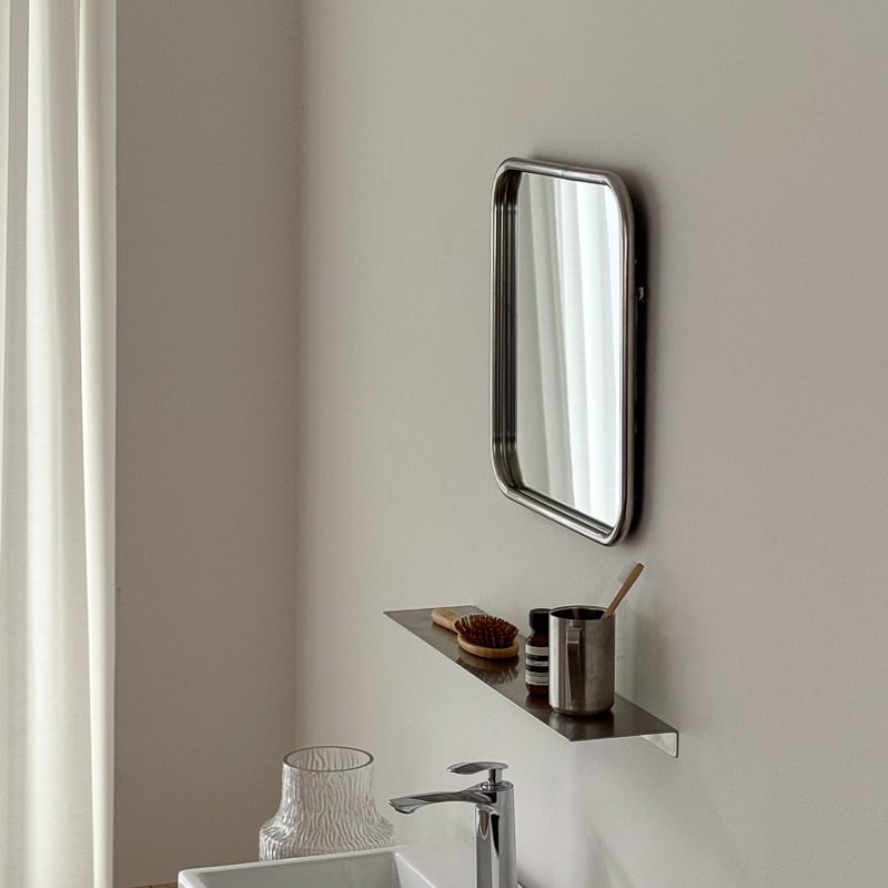 mirror-03160 スクエア ステンレスフレーム 壁掛けミラー 40cm | ART O