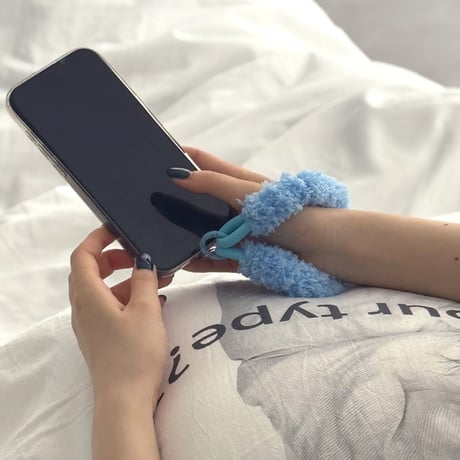 strap-03003　もこもこ マイクロファイバー スマホ ハンドストラップ