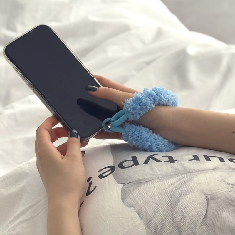 strap-03003 もこもこ マイクロファイバー スマホ ハンドストラップ