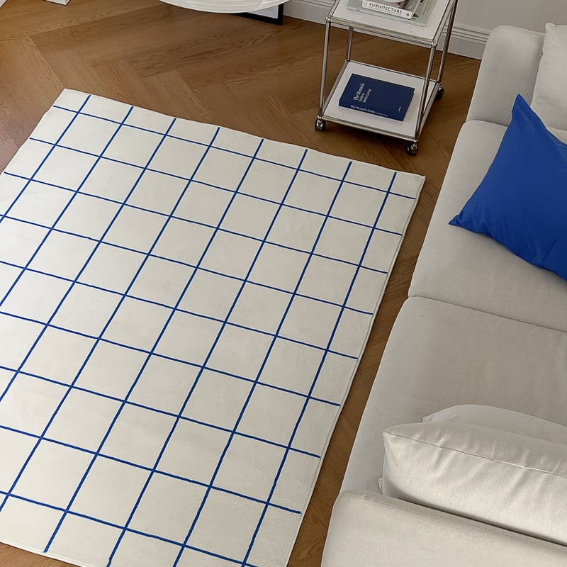 予約販売2月下旬～3月上旬頃発送予定 rug-03075 ブルー グラフチェック