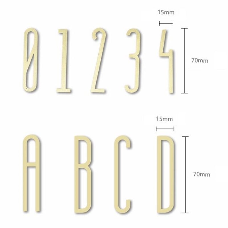 計66文字！メルカリ販売に！真鍮文字プレート sign-03001 70mm 大文字 真鍮文字 真鍮レター アルファベット 数字