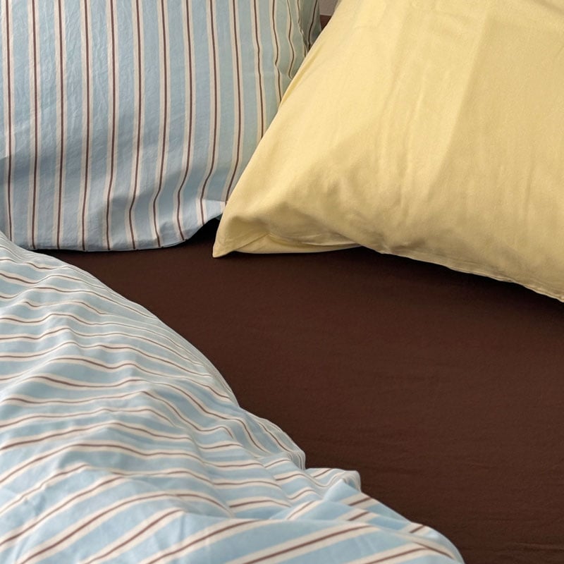 beddingsets-03125 blue×brown ストライプ 布団カバーセット | A