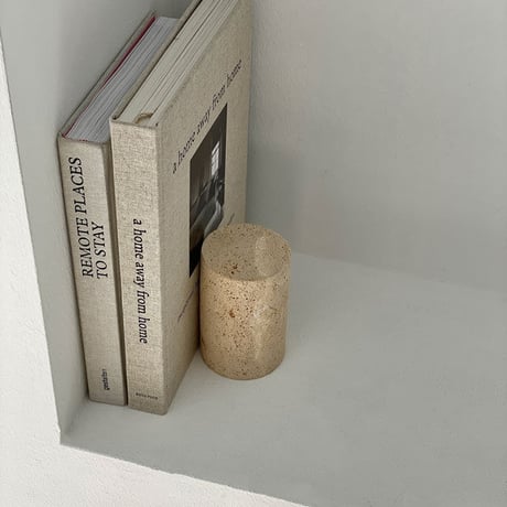 bookend-03011　天然大理石 トラバーチン ブックエンド 1点売り