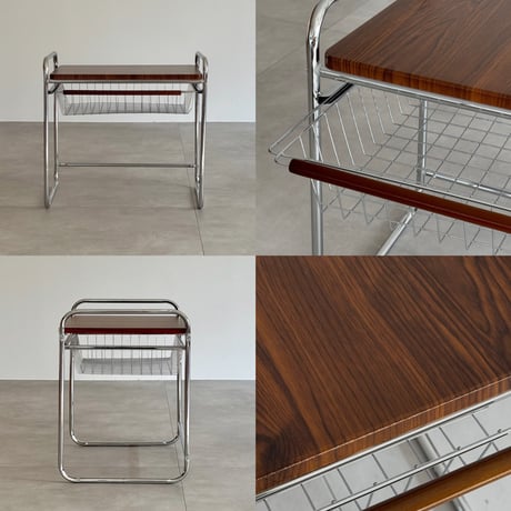 table-03200　バスケット収納付き ミニテーブル 47cm×36cm×H48cm