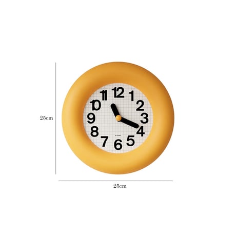 clock-03074　yellow ラウンド チャビーフレーム 掛け時計 静音