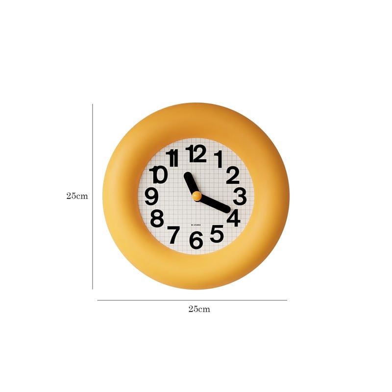 clock-03074 yellow ラウンド チャビーフレーム 掛け時計 静音