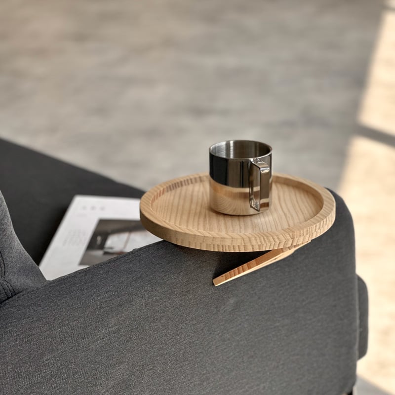 tray-03109 ウッド ラウンド ソファアームトレイ | ART OF BLACK