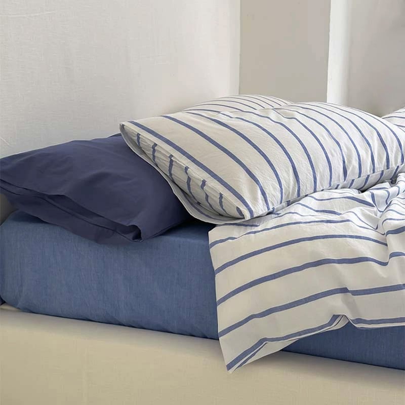 sheet-03007 ブルー ボックスシーツ カバー ベッド幅120/150/180 | A