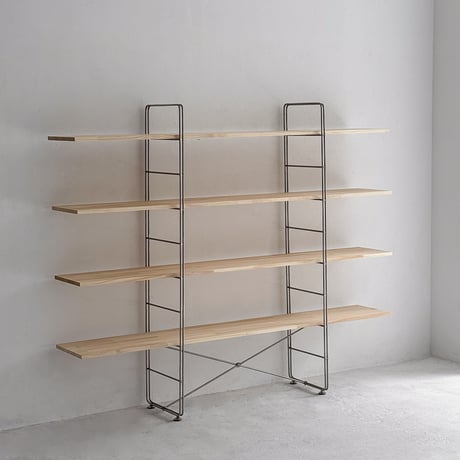 rack-03068　天然木 ナチュラル ステンレスフレーム 4段 シェルフユニット
