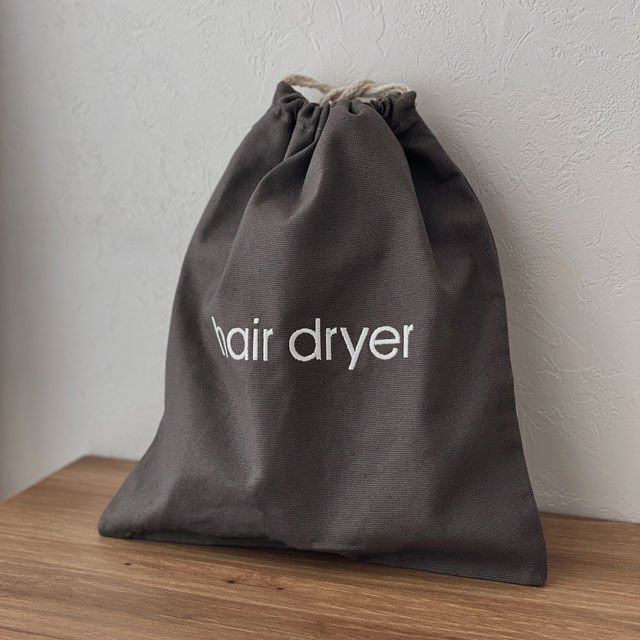 travel-03003 embroidery ドライヤーポーチ 巾着 | ART OF BLACK