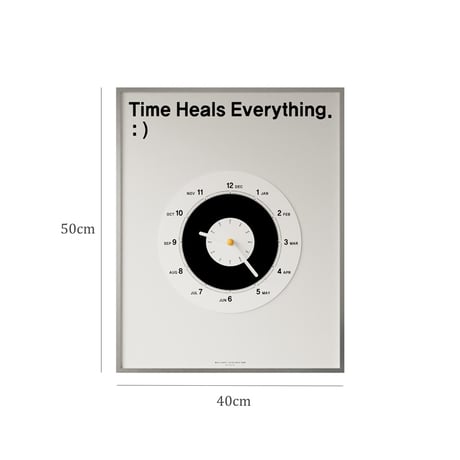 clock-03078　【スイッチ隠し】 Time Heals Everything パネル ウォールクロック 掛け時計 静音