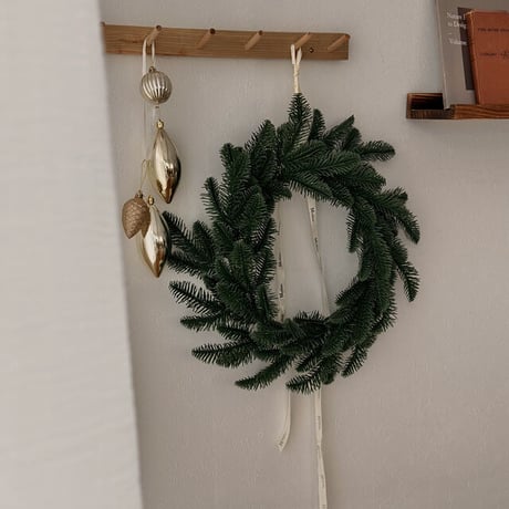 wreath-03001　クリスマスリース 40cm LEDライトガーランド付き