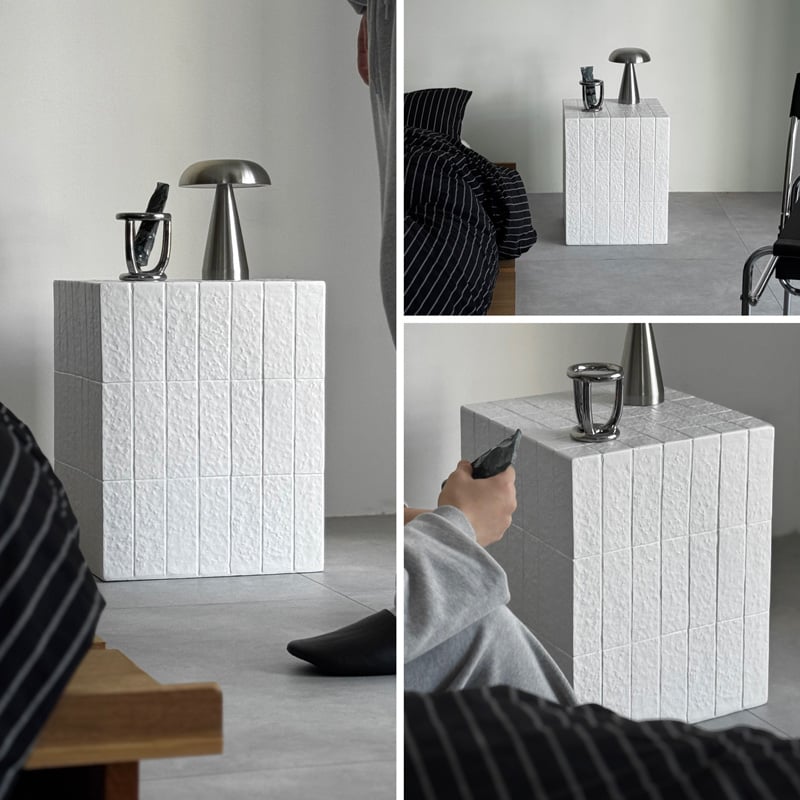 予約販売1月中旬頃発送予定 table-03216 ホワイト ブロックデザイン