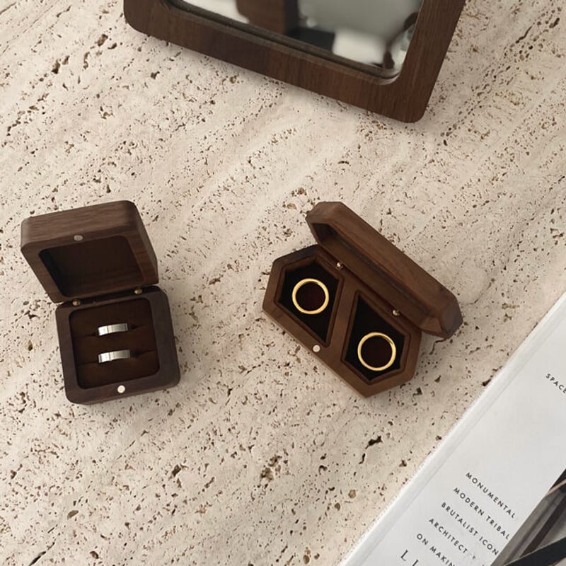 box-03003 Walnut 結婚指輪ケース 天然木 リングケース | ART OF BLACK