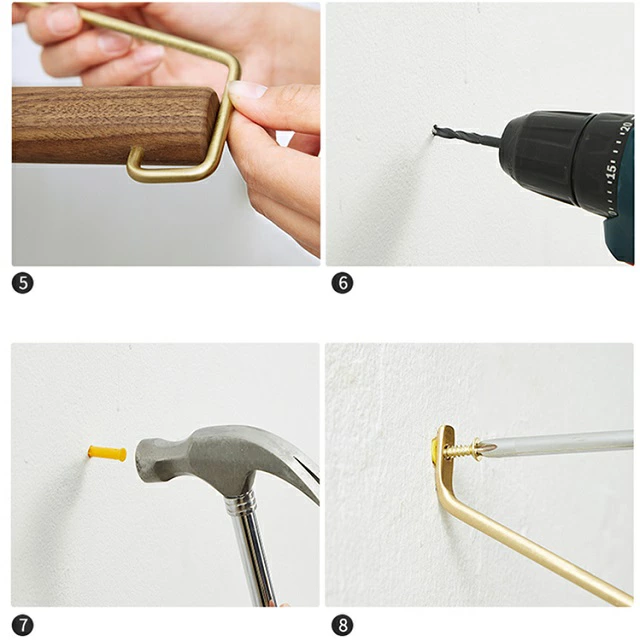 wallrack-03021 真鍮×ウッド ハンガーラック 収納 ウォール 壁