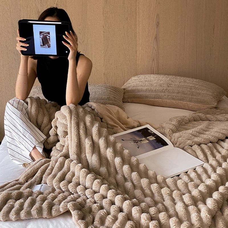 pillowcase-03014 ストライプ ラビットファー ふわふわ毛布 枕 pillowcase-03014 ストライプ ラビットファー ふわふわ毛布 枕