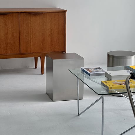 table-03166　ステンレス スクエア サイドテーブル スツール H40 W30