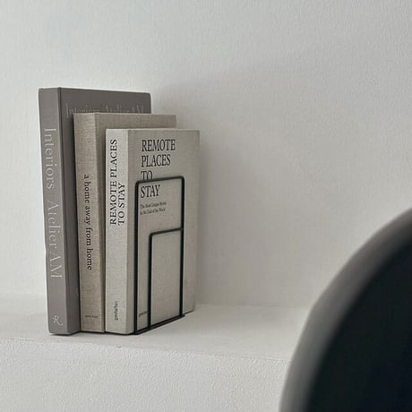 bookend-03019　 square line アイアン ブックスタンド 2個セット