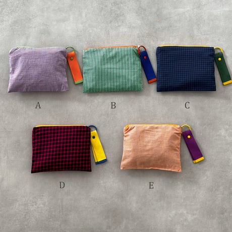 stationery-03038　Plaid Pattern ストラップ付き ペンケース マルチポーチ