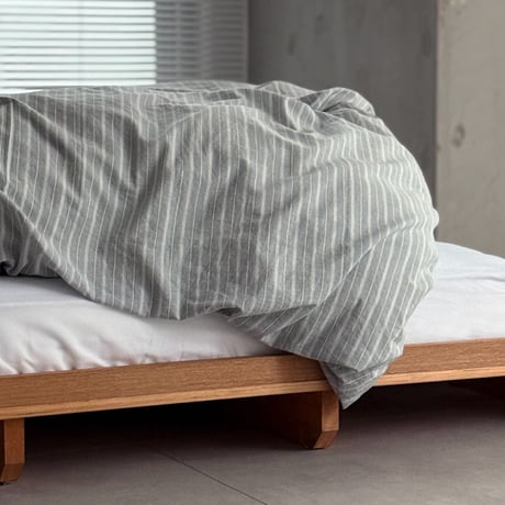 beddingsets-03119　gray×white ストライプ 洗いざらし コットン 布団カバーセット