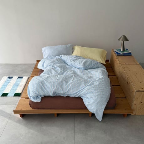beddingsets-03125　blue×brown ストライプ 布団カバーセット