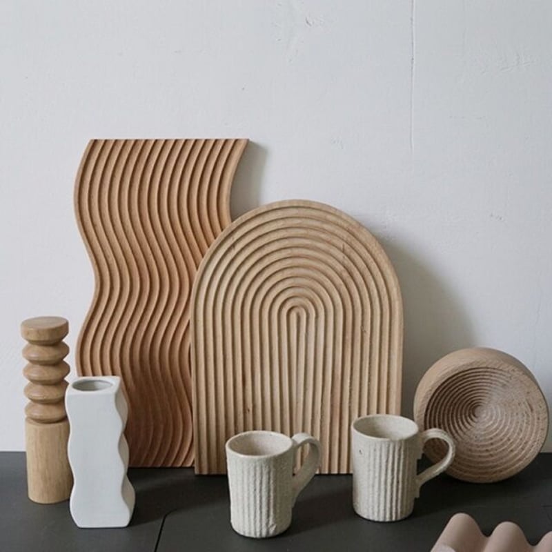 tray-03042 ウッドトレイ Wave カフェトレイ 木製プレート