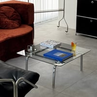table-03225　ステンレスフレーム ガラステーブル 85cm
