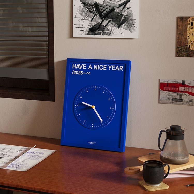 clock-03077 HAVE A NICE YEAR カラーパネル ウォールクロック 掛け