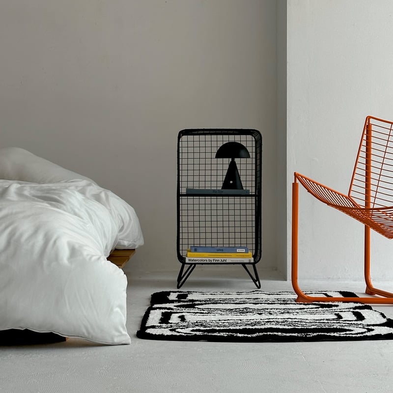 rack-03061 ブラック スタンド付き スチールメッシュ 2段ラック | ART