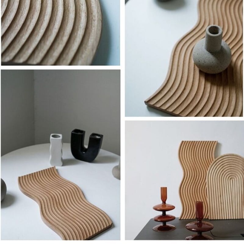 tray-03042 ウッドトレイ Wave カフェトレイ 木製プレート