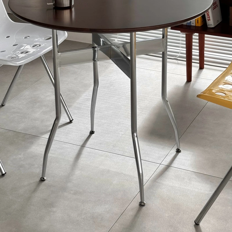 table-03189 天然木天板 ステンレスレッグ ラウンドテーブル 80cm