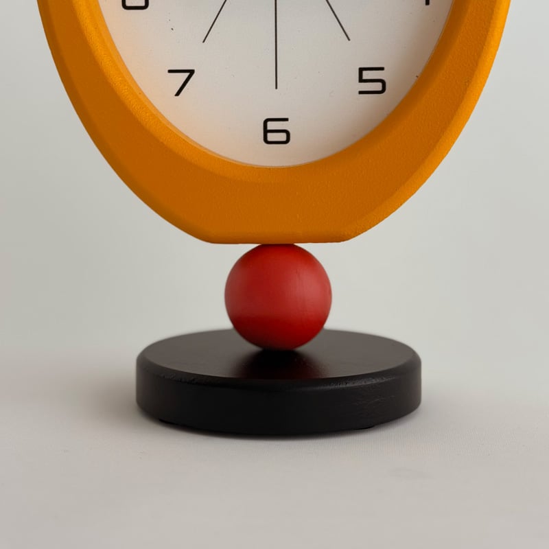 clock-03100 イエローフレーム オーバルデザイン テーブルクロック